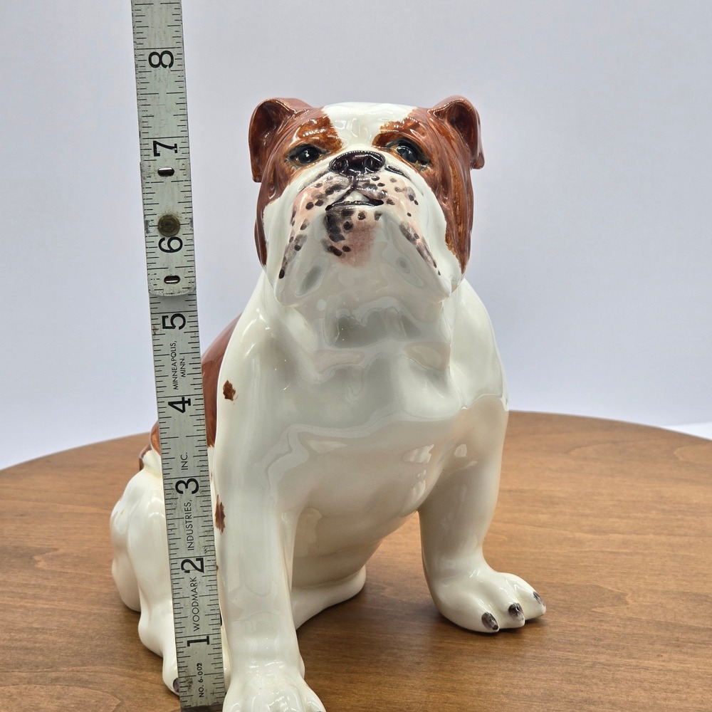 Antique Shafford Bulldog Brown White‎ Ceramic Sitting Dog Japan Collectible - Picture 9 of 11
